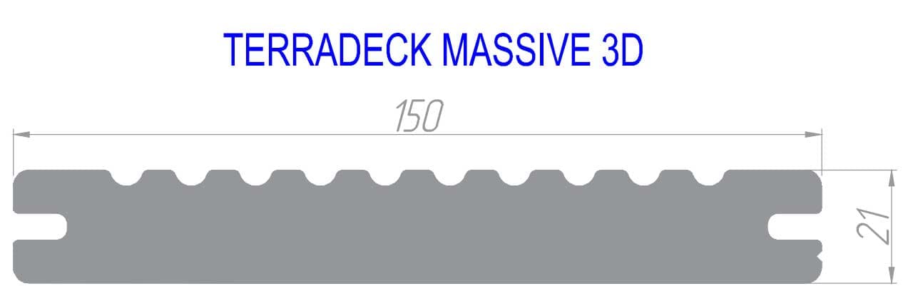 Террасная доска ДПК полнотелая TERRADECK MASSIVE 3.0 светло-коричневый (сторона А)